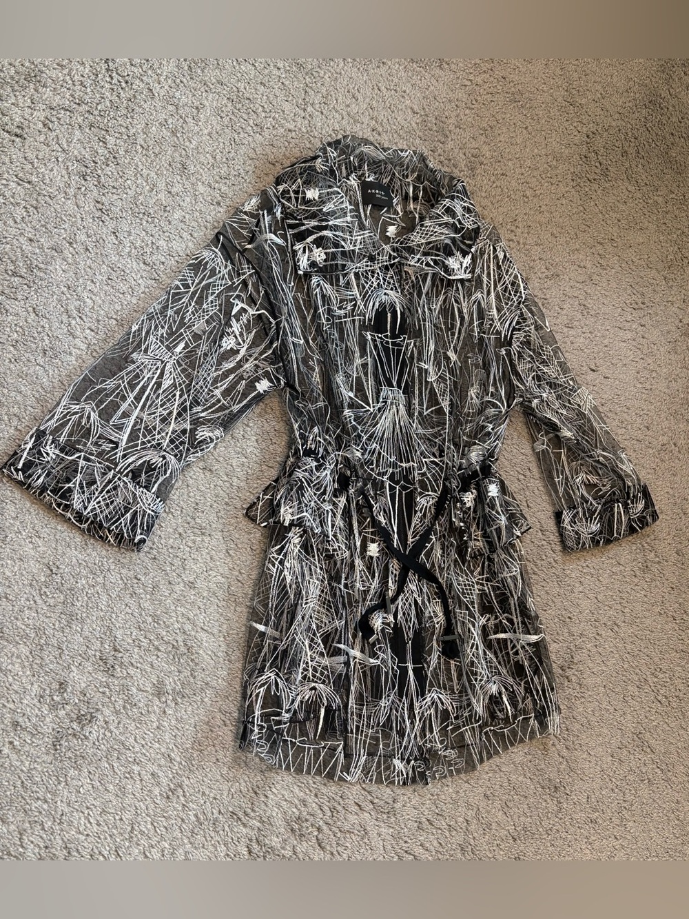 Akris New Valdemire Croquis Embroidered Parka Jacket Size US 8 $2,990.00 - Picture 4 of 16